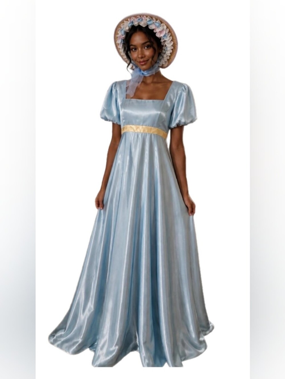 Jane Austin Regency Gown Set Halloween Costume Empire Waist Dress / Cape Size M - Picture 7 of 12